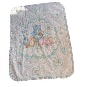 Vintage Kitsch Pastel Animal Crib Quilt Bedding